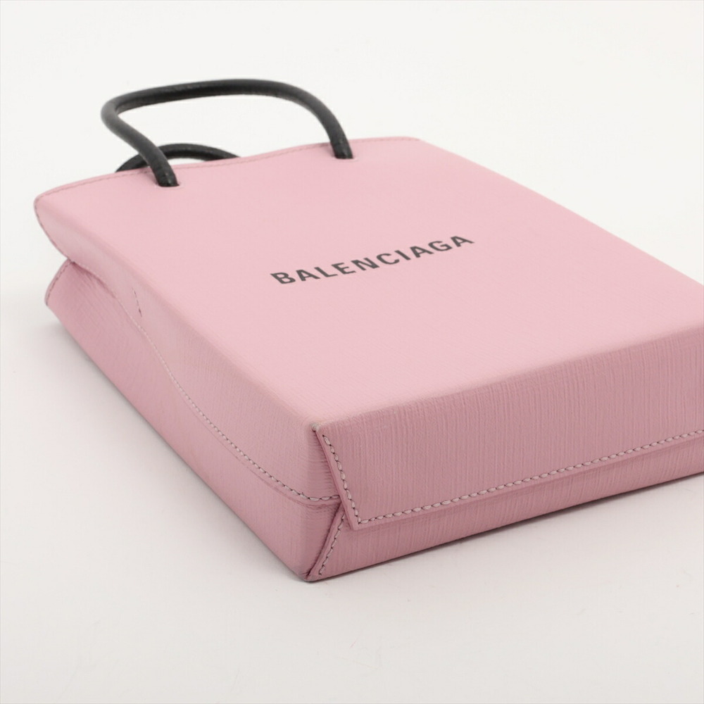 Balenciaga XXS Shopping Tote Leather Handbag Pink Black - Picture 4 of 8
